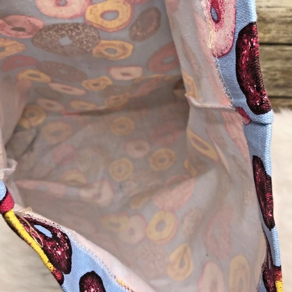 Donut Print Pop Art Canvas Tote Bag - Picture 10 of 11